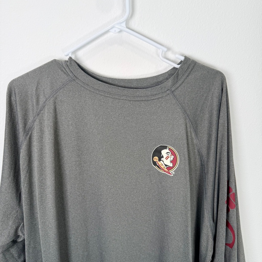 Columbia PFG Florida State Seminoles Mens XXL Gray Omni-Shade Long Sleeve Shirt